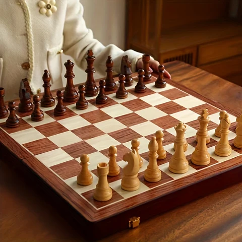 Luxury Wooden Chess Set Storage Box Elegant Gameplay - Image 10